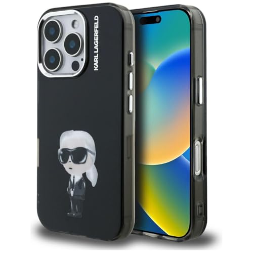 CG MOBILE Karl Lagerfeld IML Aquarelle Karl & Logo Compatible avec Coque MagSafe pour iPhone 16 Pro Max (Noir)