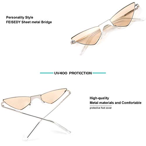 FEISEDY Small Cat Eye Sunglasses Women PUNK Party Metal ROCK Candy Color Glasses B27212