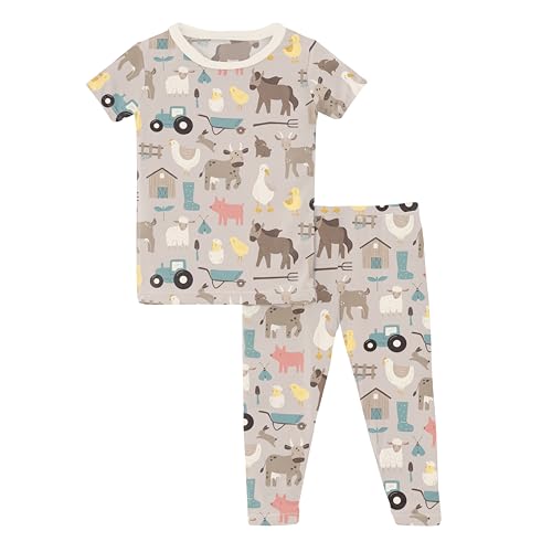 KicKee Print Short Sleeve Pajama Set, Ultra Soft and Snug Fitting PJs, Matching Top and Bottom...