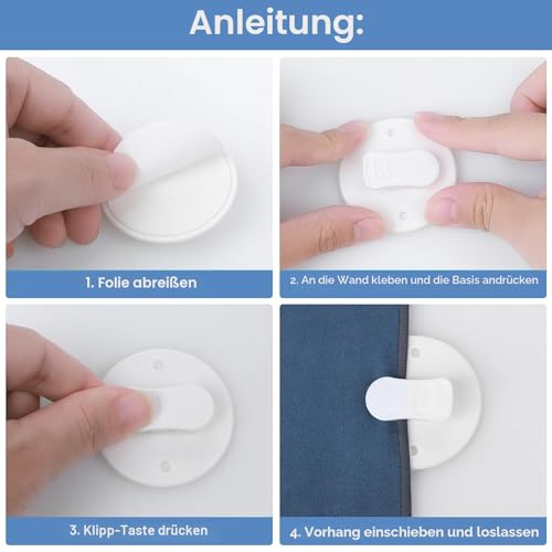 Thinp 4 Stück Schutz-Spritzschutz-Clips,Duschvorhang Clips,Selbstklebende Vorhang Clip,Duschvorhang Wand Clips,Spritzschutz Clip,Winddichte Schutz-Clips,Badezimmer Vorhang Klammern,für Dusche Hängend