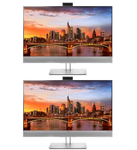 Image of HP EliteDisplay E273m 27 Inch LED Backlit IPS Monitor 2-Pack with Built in Speakers & Webcam, FHD 1920 x 1080 (1FH51A8#ABA)