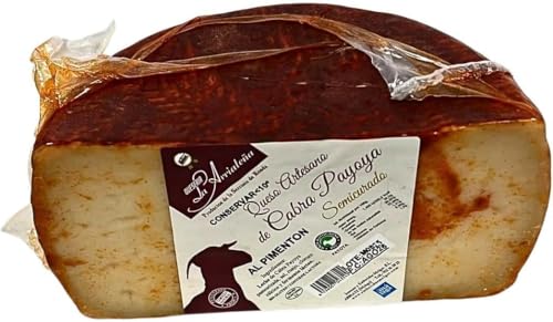 Queso Artesano de Cabra Payoya al Pimentón | 1/2 Pieza de 1 kg | Cobertura Natural Ahumada y Dulce | Sabor Gourmet de la Serranía de Ronda | Ideal para Regalo y Tablas de Queso