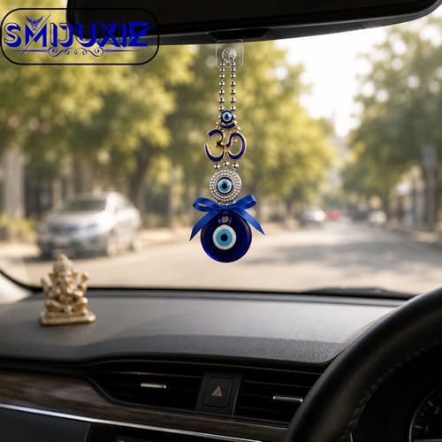 Image of Evil Eye Om Hanging for Home Decor & Protection, Turkish Nazar Battu Door Hanging with Blue Evil Eye Charm, Feng Shui Vastu Hanging for Main Door, Office, Car & Wall Decoration (Pack of 1)