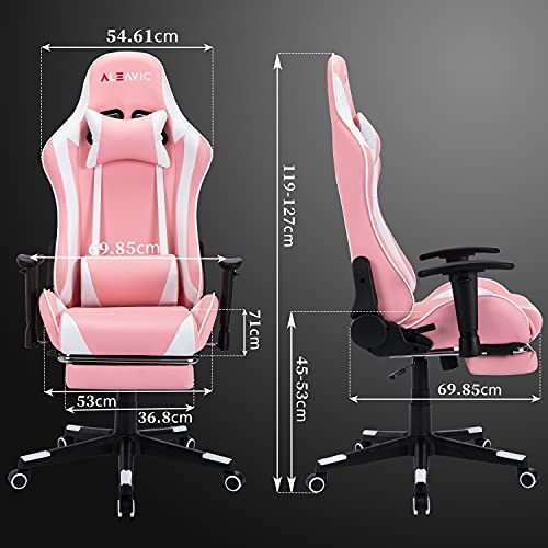 ALEAVIC-Silla-GamerSilla-Gaming-con-ReposapiesSilla-de-Oficina-Ergonomica-Silla-Racing-con-Respaldo-AltoRosa