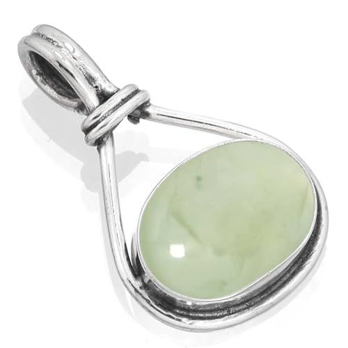 JEWELOPORIUM Green Prehnite Silver...