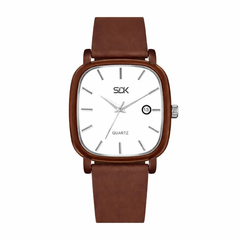 Square Analog White Dial Multicolor Strap Stylish Brown case Watch for Men and Women I-51-image-17