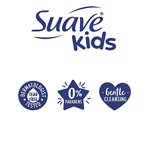 Suave Kids 3-in-1 Shampoo Conditioner Body Wash Purely Fun Makes Bath Time Quick and Easy, Paraben Free and Dermatologist Tested Kids Shampoo 3 in 1 Formula 28 Fl Oz (Pack of 4)