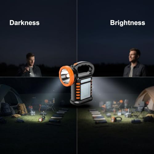 Linterna de patrulla y senderismo con carga solar y foco LED naranja de gran alcance 6
