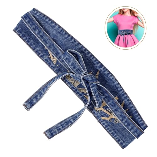 NOLITOY Vintage Denim Wide Waist Corset Belt for Women Embroidered Tie Waistband for Dresses Stylish Retro Casual Fashion Accessory4