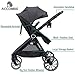 Accombe Baby Stroller, 2 in 1 Newborn Stroller Convertible Bassinet for Infant Toddler Pram with Footmuff (Black)
