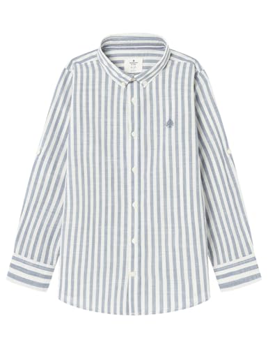 Chemise garçon à rayures bleues coton slub vêtement manche longue