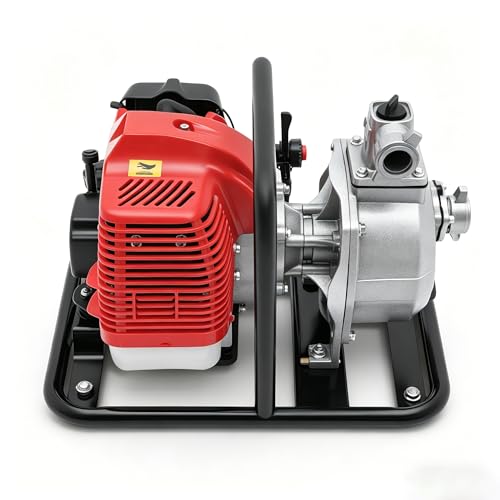 2-Takt Benzin Wasserpumpe 43CC Mit 135 L/min (Silber Rot Schwarz)