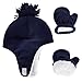 LACOFIA Cappellini Beanie e Manopole in Caldo Pile per Neonato Berretto da Pilota Invernale con Paraorecchie e Guanto da Bambino Blu Marino 3-10 Anni