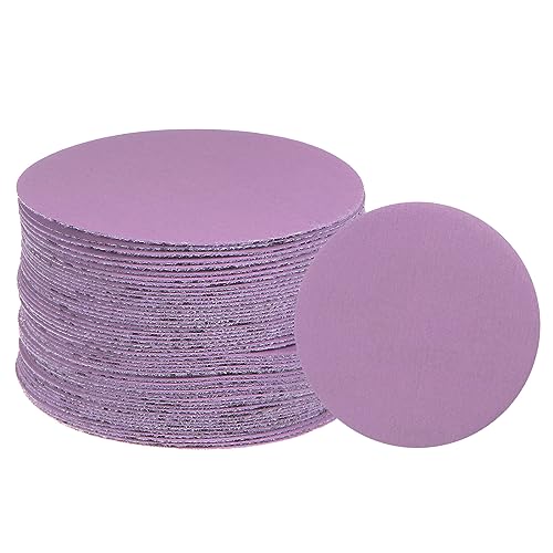 uxcell 50pcs 5000 Grit Purple Sanding Discs 3 Inch Hook and Loop Aluminum Oxide Orbital Sanding Pads Paper Wet Dry Polish for Metal Woodworking Drywall