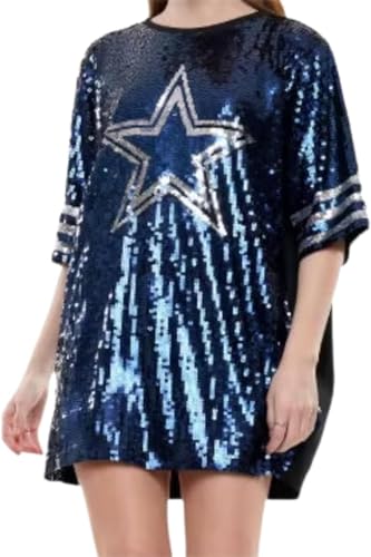 Women's Game Day Shirt Sequin Oversized Top Dress Sequins on One Side