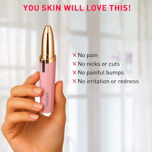 Image of Sirona Eyebrow Trimmer Machine for Women - Pack of 1 | Built-in Light | Pain-Free Brow Shaping | Battery Operated | Hypoallergenic Blades | 360 Precision Tip | 1-Year Replacement Warranty