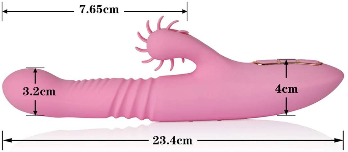 Dildo Femminile Silicone, Clitorideo Stimolatore del Vibratore, Giocattolo del Sesso, Vibratore G-Spot con Funzione Push, Lingua Leccare Il Vibratore, Vibratore del Coniglio