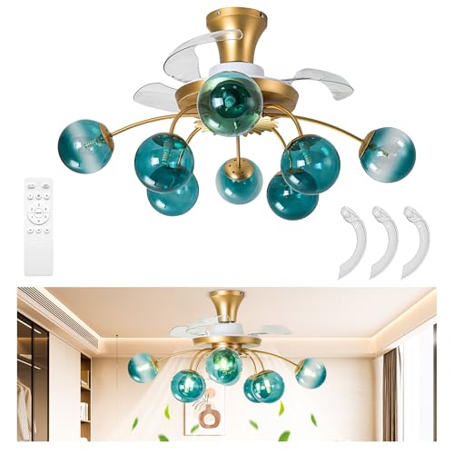 Honeymomo 8-Light Blue Glass Globe Fandelier