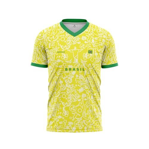 GenZGenji Brazil National Team Football/Soccer Jersey 2026 (C# Yellow, Christ Reedemer Version), Medium
