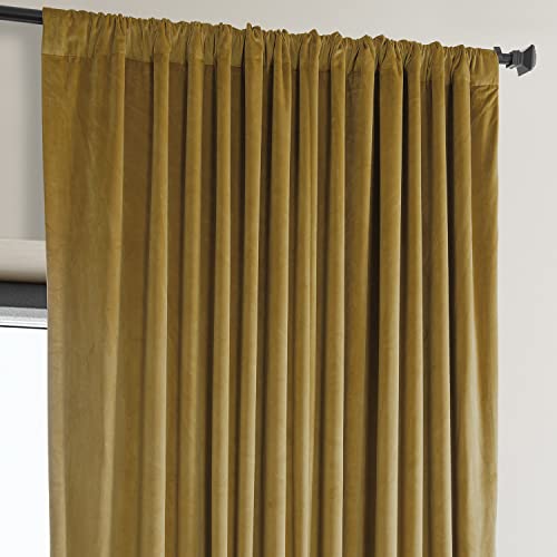 Image of HPD Half Price Drapes Signature Plush Extra Wide Velvet Blackout Curtains for Bedroom (1 Panel),100W X 84L Hotel Black Out Curtains for Living Room, Thermal Insulated Blackout Curtains, Sophomore Gold