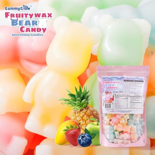 Gummy Glow 12 Oz Fruity Wax Candy, Upgraded Edible Wax Candy Bears - Chewy Retro Sweets with 5 Fruity Flavors, Ideal for ASMR Snacks, Viral TikTok Treats, Novelty Vintage Treats, Parties & Gifts - image 7