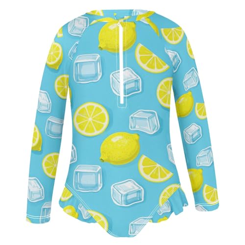 Girl Long Sleeve Swimsuit Summer Blue ice Lemon Rash Guard for Girls Toddler Bathing Suit2