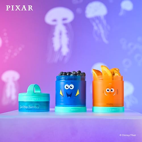 Image of Whiskware Disney Pixar Stackable Snack Containers for Kids, 3 Stackable Snack Cups for School and Travel, Finding Nemo with Nemo and Dory