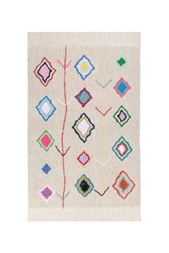 Lorena Canals-Tapis Lavable pour Chambre d'enfant KAAROL en Multicolore. Fait à la Main en Forme rectangulaire avec du Coton Naturel à Poils Courts et des teintures...