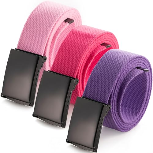 Image of Mile High Life Cut To Fit Canvas Web Belt Size Up to 52 inch with Flip-Top Solid Black Military Buckle