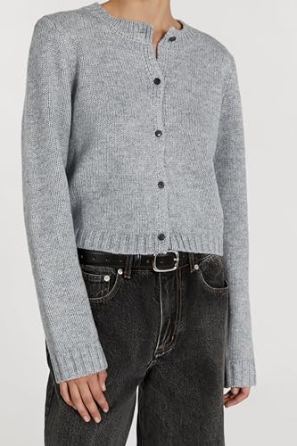 Cioatin Women Long Sleeve Button Down Knit Crop Cardigan Open Front Lightweight Sweater Pullover Fall Outfits Tops Heather Gray thumb #5