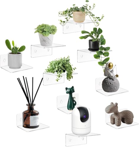 Image of Parikshit Sublimation 4 Pcs Invisible Small Wall Rack Shelf Plant Stand for Living Room Bedroom Home Decor Bathroom Kitchen Office