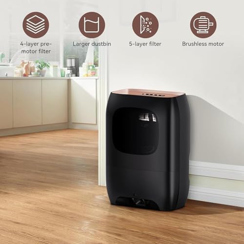 DJCDDM Hair Salon Vacuum Cleaner,Touchless Automatic Dustpan,700W Barbershop Electric Trash Can with Hose,5 Layer Filter,for Sweeping Pet Food Dirt - 1