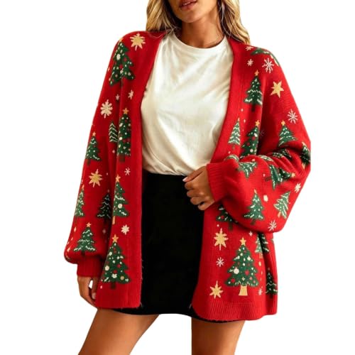 Christmas Sweaters Cardigan Women Cute Santa Snowman Open Front Sweatshirt | Snowflake,Holiday,Reindeer,Coats, Open Front Outerwear, Lantern Sleeve,Lightweight Jacket, Pockets, Trendy Fall Outfits - image 6