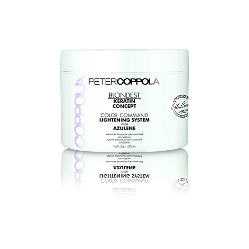 Peter Coppola Blondest Bleach Powder for Hair -Keratin Concept Color Command Lightening System with Azulene - Salon Professional Quality Hydrating Gentle Hair Lightener with Purple Toning Effect, 16oz