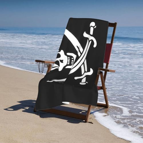 Serviette en microfibre horizontale à séchage rapide imprimé drapeau pirate - 6