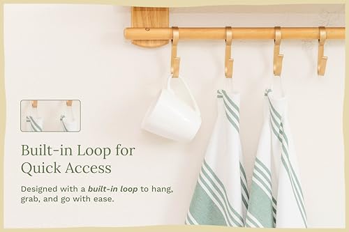 Image of Sage Green Dish Towels - 100% Cotton Dish Towels - Highly Absorbent, Lint-Free, 6 Pack, 30 inchx20 inch, Large Size Sage Striped Kitchen Towels with Hanging Loop - Washable and Durable Tea Towels (6 Pack)