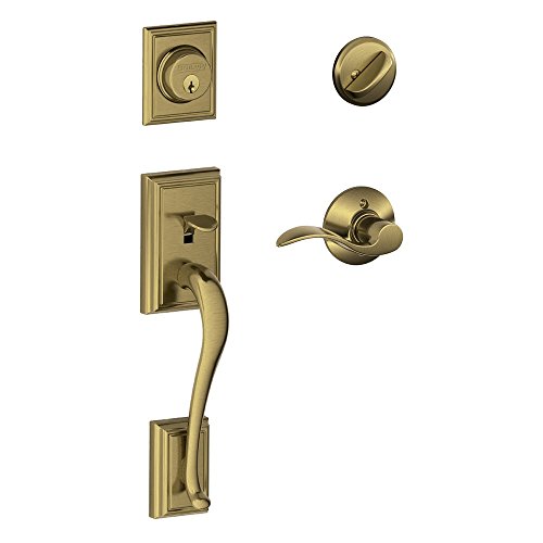 Image of SCHLAGE Addison Single Cylinder Handleset and Right Hand Accent Lever, Antique Brass (F60 ADD 609 Acc RH)