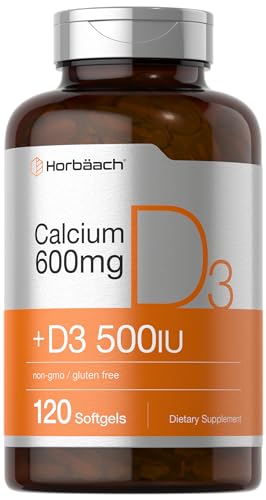 Calcium-Supplement-with-Vitamin-D3-600-mg-120-Softgels-Non-GMO-and-Gluten-Free-by-Horbaach