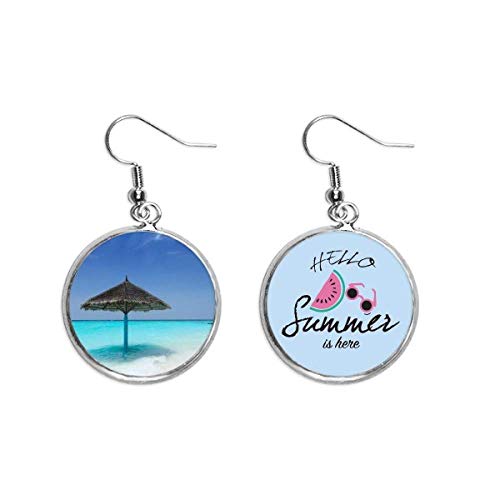 Pendientes de sandía y palmera verde Ocean Beach para el lóbulo