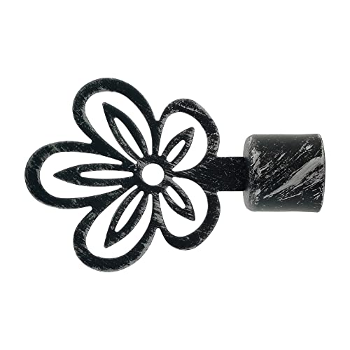GIRASOLE HOME® Terminal flor para barra de cortina de diámetro de 18-20 mm 2 piezas de hierro (negro y plata)