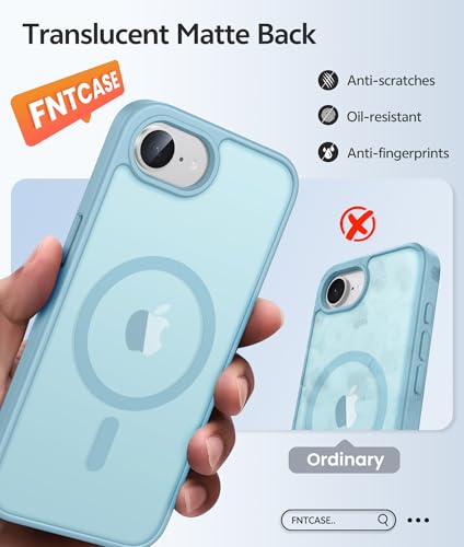 Image of FNTCASE for iPhone 17e Case: iPhone 16e Phone Case [Compatible with Magsafe] Translucent Matte Cases with [Screen Protector] Military Grade Shockproof Protective Phone Cover - Teal
