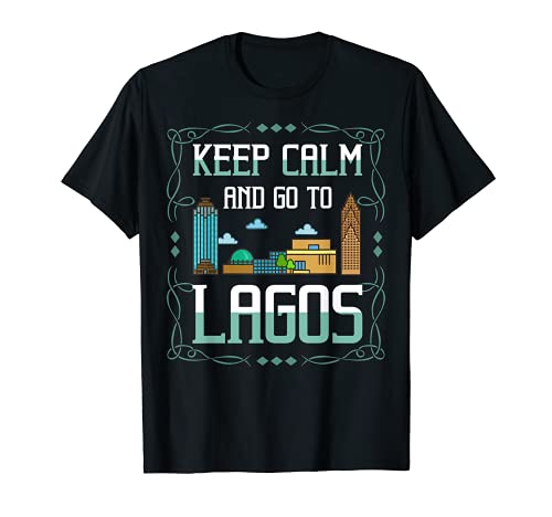 Lagos Nigeria City Skyline Map T-Shirt