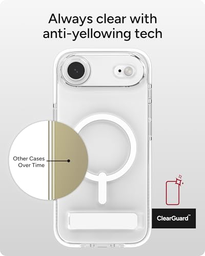 Image of ZAGG Santa Cruz Snap Case with Kickstand for iPhone Air - White, Drop Protection (13ft /4m), MagSafe Charging Compatible, ClearGuard Anti-Yellowing Technology, Scratch Resistant Phone Case