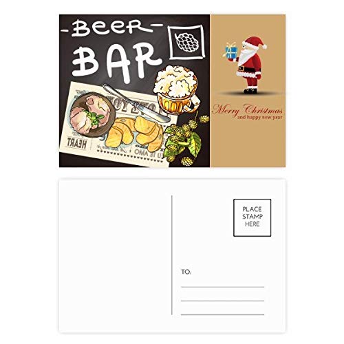 Cartes postales bière toast et Père Noël en lot de 20 pour correspondance festive