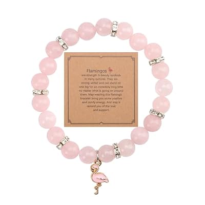 Mikovivi Flamingo Bracelet, Stone Beaded Bracelets with Flamingo Pendants Trendy Flamingo Jewelry Bracelet Gemstone Bracelet Jewelry Gift for Woman