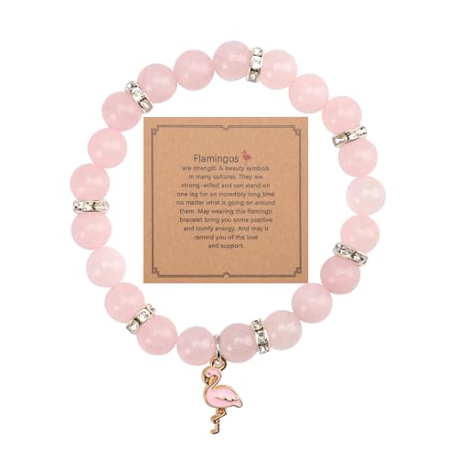 Flamingo Bracelet, Stone Beaded Bracelets with Flamingo Pendants Trendy Flamingo Jewelry Bracelet Gemstone Bracelet Jewelry Gift for Woman