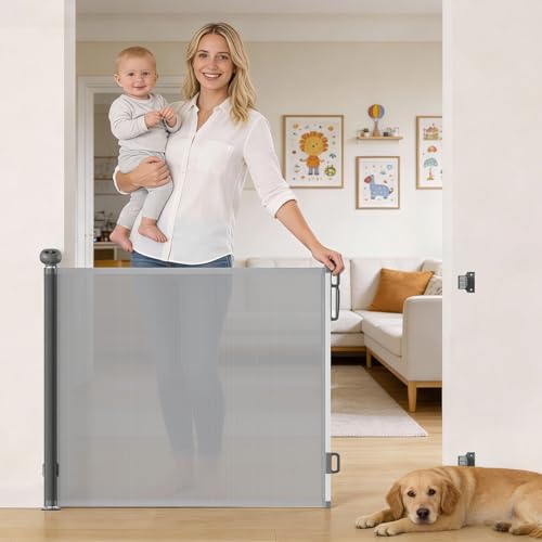 Scalable Safety Door, pet/Dog/cat Temporary Door, Baby Safety gate, mesh Soft Material, Expands to 71' Wide, Suitable for...