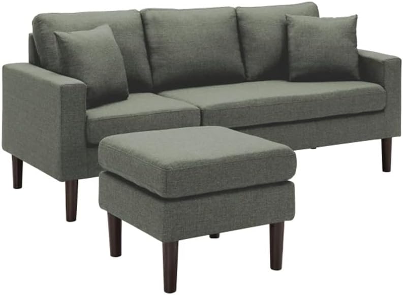 72" Sectional Sofa Left Hand Facing with 2 Pillows Suitable for Liveing Room Dark Grey Fabric