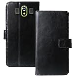 Anybird Czarne skórzane etui z klapką ochronne etui na portfel do Fontel FP340 3,36"