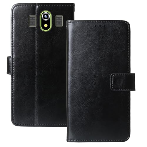 Anybird Czarne skórzane etui z klapką ochronne etui na portfel do Fontel FP340 3,36"